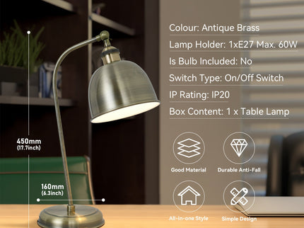 Lenna Table Lamp Copper White Red Blue Antique Brass Black Modern Indoor Light