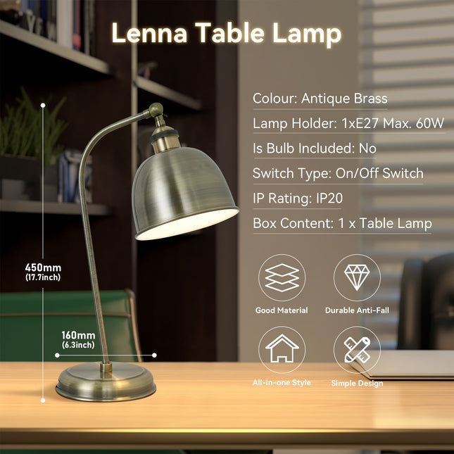 Lenna Table Lamp Copper White Red Blue Antique Brass Black Modern Indoor Light