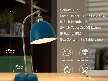 Lenna Table Lamp Copper White Red Blue Antique Brass Black Modern Indoor Light