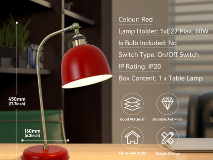 Lenna Table Lamp Copper White Red Blue Antique Brass Black Modern Indoor Light