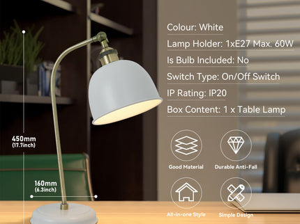 Lenna Table Lamp Copper White Red Blue Antique Brass Black Modern Indoor Light.