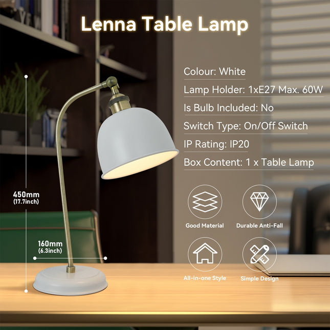 Lenna Table Lamp Copper White Red Blue Antique Brass Black Modern Indoor Light.