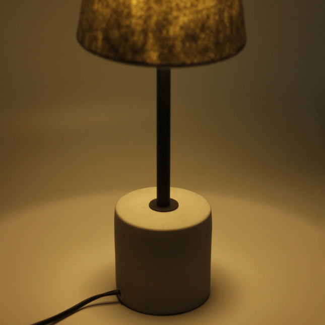 Jerome Table Lamp with Concrete Base and Fabric Shade for Modern Decor.