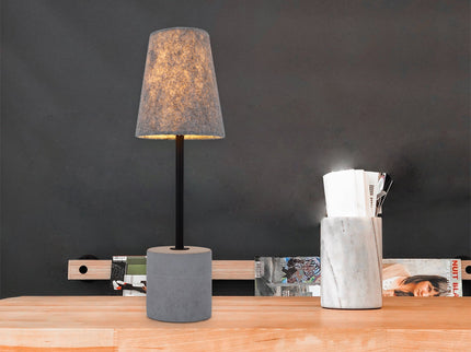 Jerome Table Lamp with Concrete Base and Fabric Shade for Modern Decor.