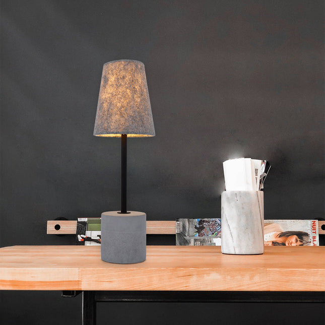 Jerome Table Lamp with Concrete Base and Fabric Shade for Modern Decor.