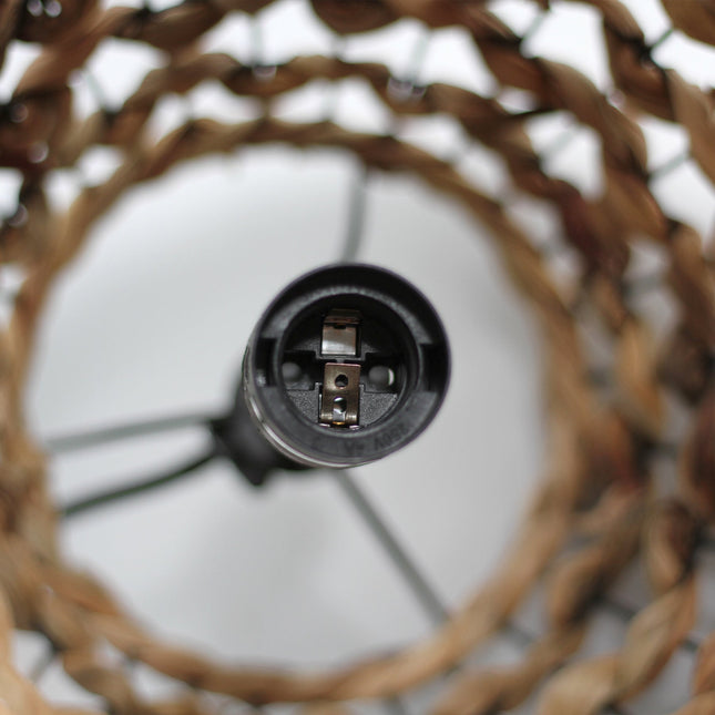 Alyn Table Lamp Small Natural Water Hyacinth and Black Metal.