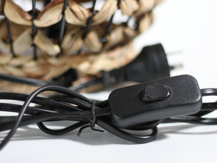 Alyn Table Lamp Small Natural Water Hyacinth and Black Metal.