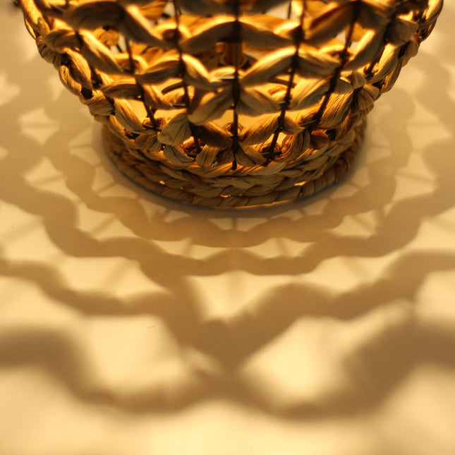 Alyn Table Lamp Small Natural Water Hyacinth and Black Metal.