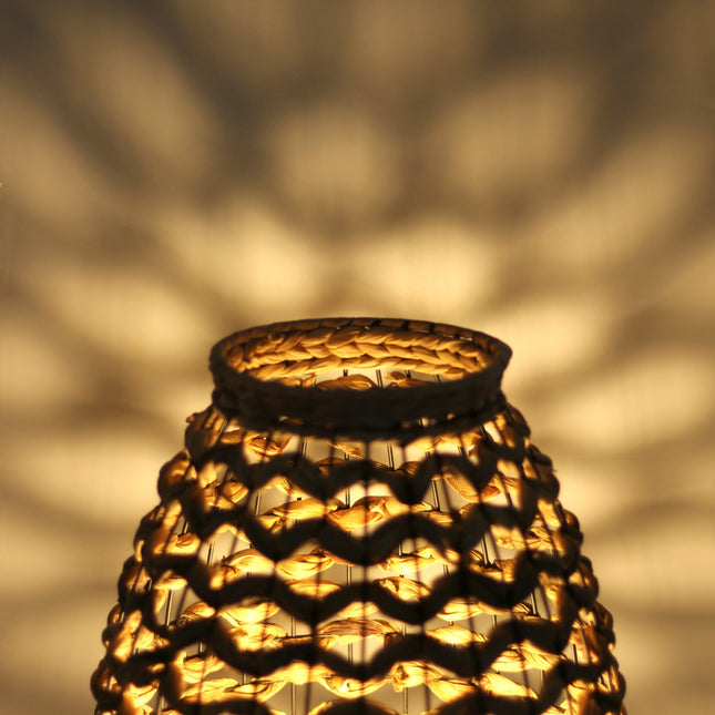 Alyn Table Lamp Small Natural Water Hyacinth and Black Metal.