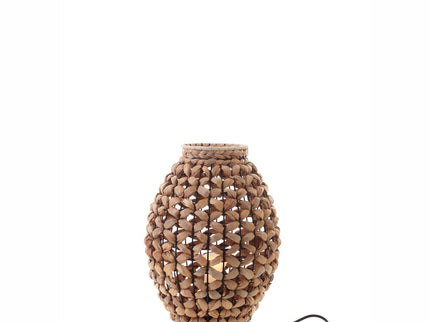 Alyn Table Lamp Small Natural Water Hyacinth and Black Metal.