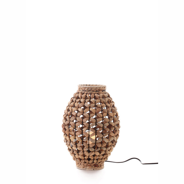 Alyn Table Lamp Small Natural Water Hyacinth and Black Metal.