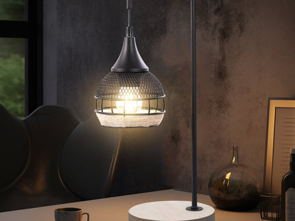 Kasanita Table Lamp with Natural Timber Base and Artistic Shade.