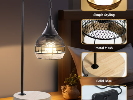 Kasanita Table Lamp with Natural Timber Base and Artistic Shade.