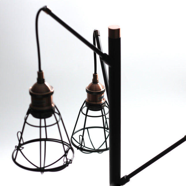 Zehra Floor Lamp with Brass Accents Vintage Style Indoor Lighting.