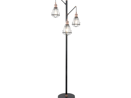 Zehra Floor Lamp with Brass Accents Vintage Style Indoor Lighting.