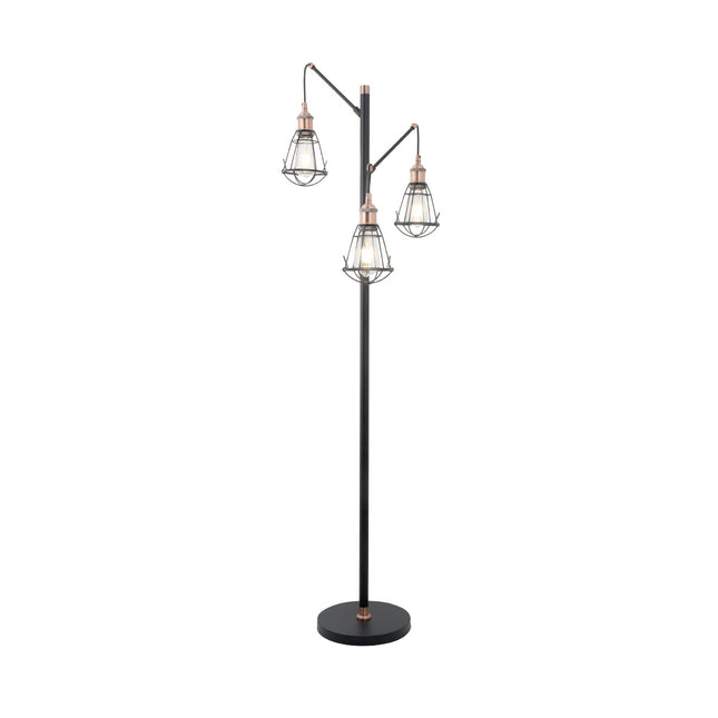 Zehra Floor Lamp with Brass Accents Vintage Style Indoor Lighting.