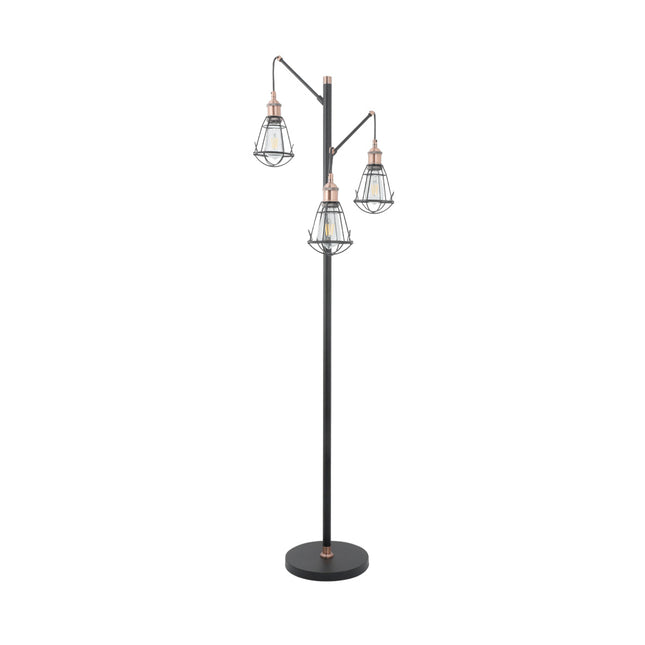 Zehra Floor Lamp with Brass Accents Vintage Style Indoor Lighting.