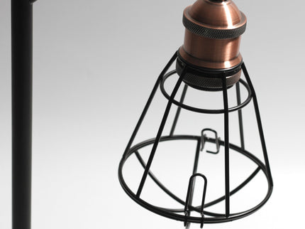 Zehra Table Lamp with Vintage Brass Globe and Black Metal Base.