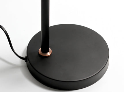 Zehra Table Lamp with Vintage Brass Globe and Black Metal Base.