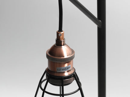 Zehra Table Lamp with Vintage Brass Globe and Black Metal Base.