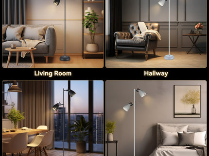 Audrey Floor Lamp Black White Modern Adjustable Standing Light.