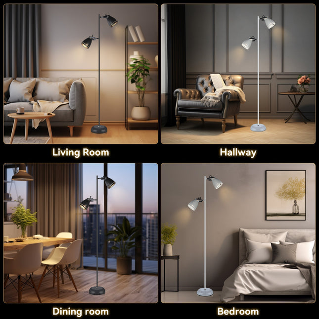 Audrey Floor Lamp Black White Modern Adjustable Standing Light.