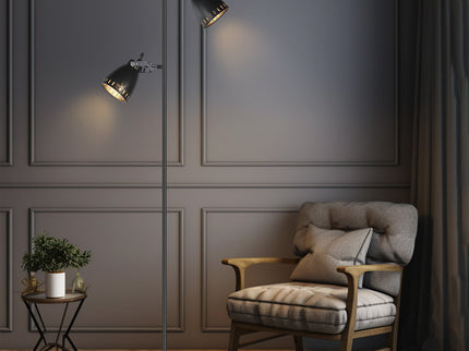 Audrey Floor Lamp Black White Modern Adjustable Standing Light.