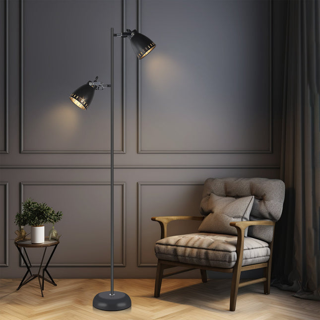 Audrey Floor Lamp Black White Modern Adjustable Standing Light.