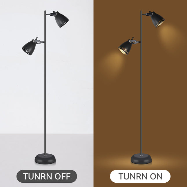 Audrey Floor Lamp Black White Modern Adjustable Standing Light.