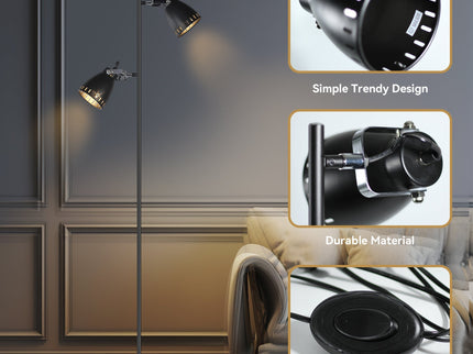 Audrey Floor Lamp Black White Modern Adjustable Standing Light.