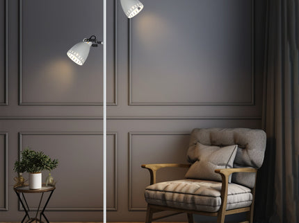 Audrey Floor Lamp Black White Modern Adjustable Standing Light.