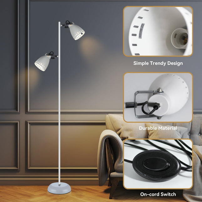 Audrey Floor Lamp Black White Modern Adjustable Standing Light.