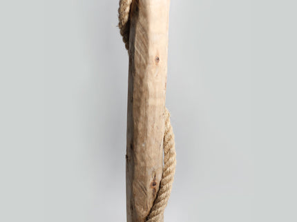 Lea Floor Lamp with Natural Timber and Black Metal Base.