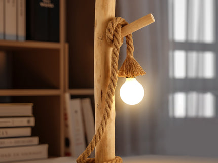 Lea Table Lamp Rustic Wooden Modern Desk Light Accent Lamp.