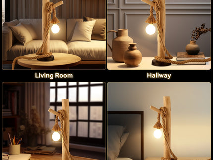 Lea Table Lamp Rustic Wooden Modern Desk Light Accent Lamp.