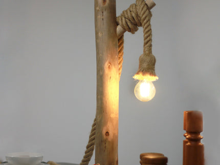 Lea Table Lamp Rustic Wooden Modern Desk Light Accent Lamp.