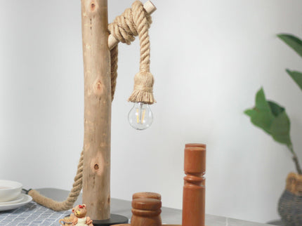 Lea Table Lamp Rustic Wooden Modern Desk Light Accent Lamp.