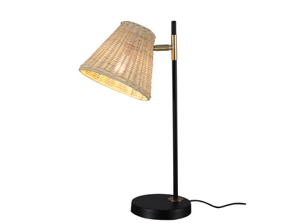 Yvette Rattan Table Lamp with Natural Woven Shade for Home Decor.