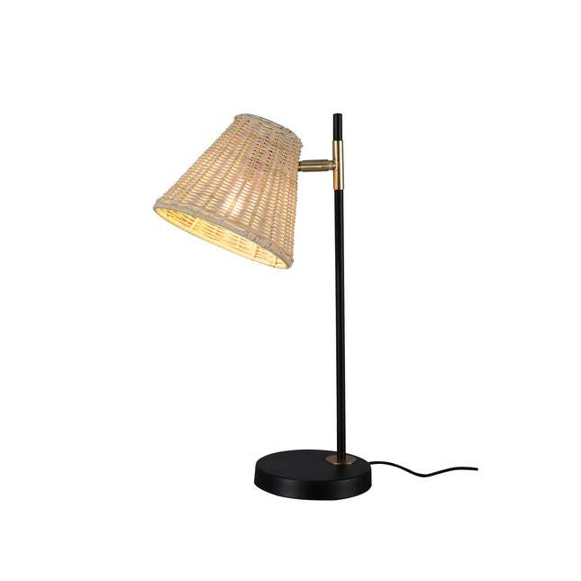 Yvette Rattan Table Lamp with Natural Woven Shade for Home Decor.