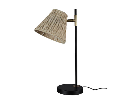 Yvette Rattan Table Lamp with Natural Woven Shade for Home Decor.