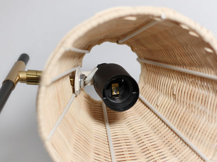 Yvette Rattan Table Lamp with Natural Woven Shade for Home Decor.