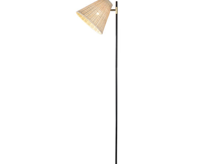 Yvette Rattan Floor Lamp with Woven Shade and Adjustable Height.