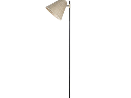 Yvette Rattan Floor Lamp with Woven Shade and Adjustable Height.