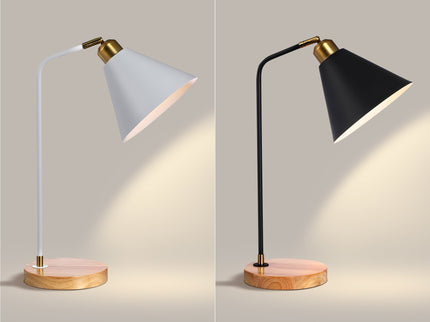 Aimee Table Lamp Black White Modern Desk and Bedside Light.