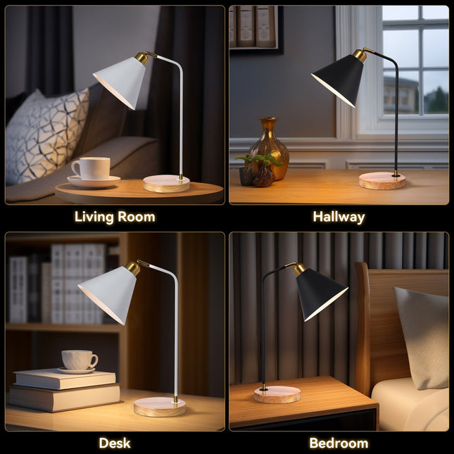 Aimee Table Lamp Black White Modern Desk and Bedside Light.