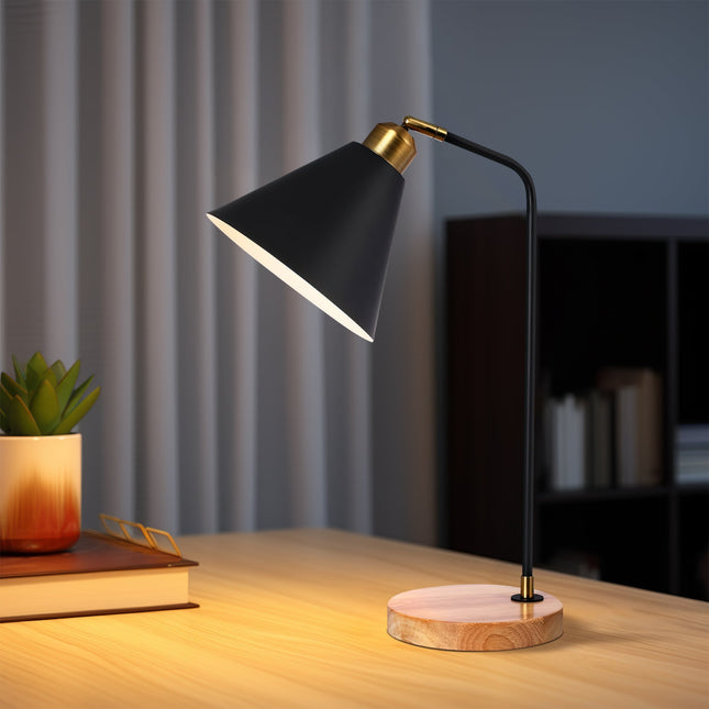 Aimee Table Lamp Black White Modern Desk and Bedside Light.