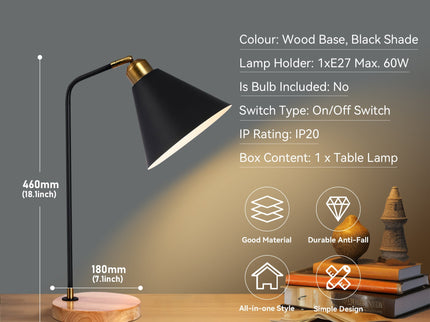 Aimee Table Lamp Black White Modern Desk and Bedside Light.