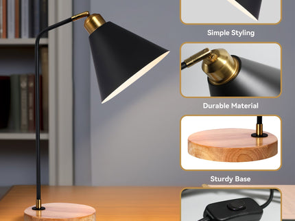 Aimee Table Lamp Black White Modern Desk and Bedside Light.
