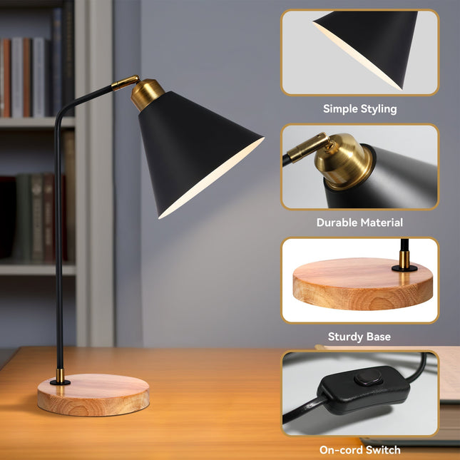 Aimee Table Lamp Black White Modern Desk and Bedside Light.