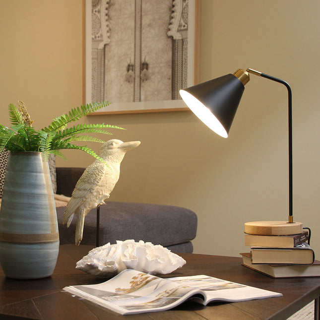 Aimee Table Lamp Black White Modern Desk and Bedside Light.